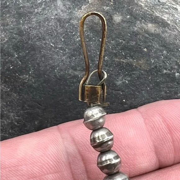 Navajo Sterling Silver Natural Green Damele Turquoise Beaded Bib Choker Necklace - Picture 9 of 9